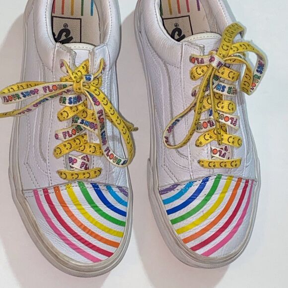 Vans Old Skool Flour Unisex Rainbow Stripe Sneakers Men’s 5.5 Women’s 7.0 Size - Picture 11 of 13